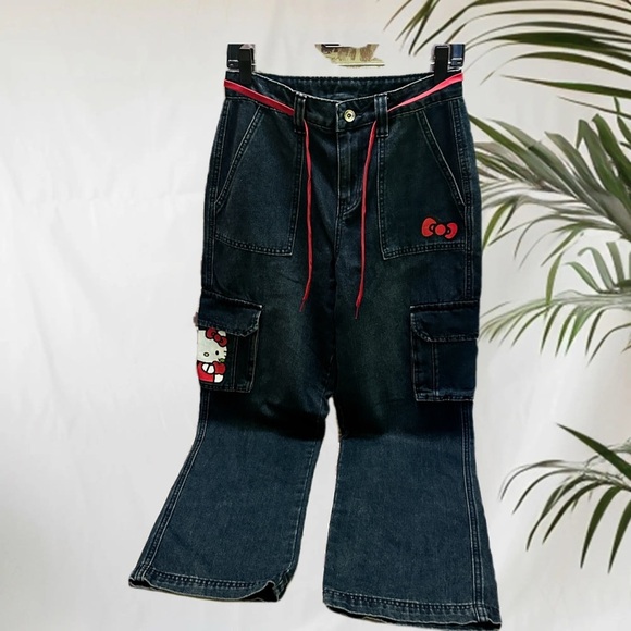 Hello Kitty Pants - Hello Kitty Denim Jeans with Pink Accents size 1